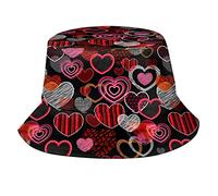 Día de San Valentín Love Hearts Bucket Hat Summer Travel Fisherman Sun Hat Cap para Mujeres Hombres Adolescentes