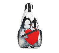 Día de San Valentín Love Penguins Sling Backpack Chest Crossbody Bag Casual Daypack para Hombres y Mujeres