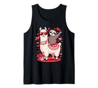 Día de San Valentín Perezoso Montando Llama Animales Corazones Camiseta sin Mangas