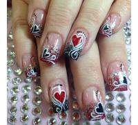 Día de San Valentín Prensa En Las Uñas Brilla Corta Cuadrado Ranura Con Diseños De Corazón Para Las Mujeres Accesorios De Uñas