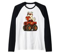Día de San Valentín Retro Vintage Dog Riding Truck Pet Puppy Camiseta Manga Raglan