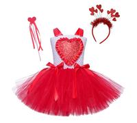 Día de San Valentín - Romance para niña o niña, cumpleaños, fiesta, tul, desfile, vestido de San Valentín, fiesta, cosplay, festival, disfraz, vestido, rojo, 2-3 años
