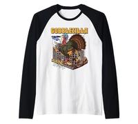 Día de Turquía Acción de Gracias Gobblezilla Funny Gobble Monster Camiseta Manga Raglan