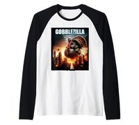 Día de Turquía Acción de Gracias Gobblezilla Funny Gobble Monster Camiseta Manga Raglan