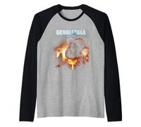 Día de Turquía Acción de Gracias Gobblezilla Funny Gobble Monster Camiseta Manga Raglan