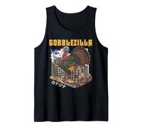 Día de Turquía Acción de Gracias Gobblezilla Funny Gobble Monster Camiseta sin Mangas