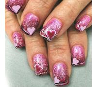 Día De Valentín Presiona Sobre Las Uñas Glitters Del Corazón Falso Manicura Artificial Acrílica Para Un Aspecto Elegante 24 Piezas Party Ready Nail