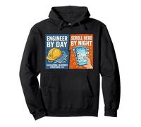 Día del Ingeniero Pergamino Noche de héroe Dual Life Humor Profesional Sudadera con Capucha