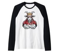 Día del Juego Vintage King Goat Fantasy Football Commish Champion Camiseta Manga Raglan