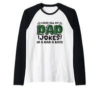 Día del padre I Keep All My Dad Jokes In A Dad A Base Dad Camiseta Manga Raglan
