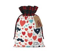 Día del Padre Love Dad 1 bolsa de Navidad con cordón de 4.7 x 6.9 pulgadas, bolsa robusta para regalos y artículos esenciales de uso diario