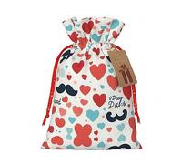 Día del Padre Love Dad 1 bolsa de Navidad con cordón de 4.7 x 6.9 pulgadas, bolsa robusta para regalos y artículos esenciales de uso diario