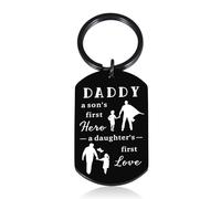 Día del Padre, regalos para papá, regalo para el día del padre de hija, hijo, papá grande, regalos del día del padre de esposa, papá niña, mi padre el héroe, llavero novedoso, ideas de regalo geniales