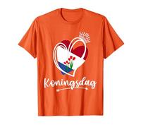 Día del Rey Bandera de los Países Bajos Koningsdag Vacaciones Holandesas Corazón Camiseta