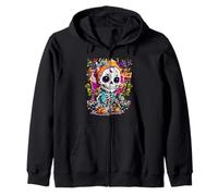Dia DeLos Muertos Calavera Mexicana de Azúcar Esqueleto Sudadera con Capucha
