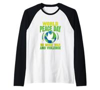 Día Mundial de la Paz No más Guerra y Violencia Paz Camiseta Manga Raglan