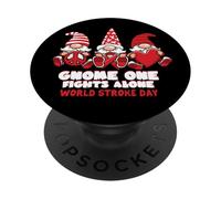 Día Mundial del Ictus Gnomo Uno Lucha Solo Lleva lazo rojo PopSockets PopGrip Adhesivo