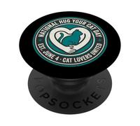 Día Nacional Abraza a tu Gato 4 de Junio Amantes de los Gatos Retro Vintage PopSockets PopGrip Adhesivo