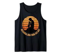 Día Nacional del Abrazo a tu Gato, Silueta Retro de papá, Gato al Atardecer Camiseta sin Mangas
