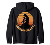 Día Nacional del Abrazo a tu Gato, Silueta Retro de papá, Gato al Atardecer Sudadera con Capucha