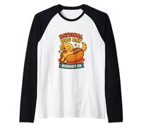 Día Nacional del Perro Golden Retriever Diseño de Dibujos Animados Hot Dog Camiseta Manga Raglan