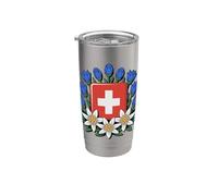 Día Nacional Suizo Bundesfeier Alpine Flowers Vaso térmico de acero inoxidable de doble pared