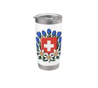 Día Nacional Suizo Bundesfeier Alpine Flowers Vaso térmico de acero inoxidable de doble pared