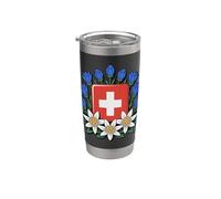 Día Nacional Suizo Bundesfeier Alpine Flowers Vaso térmico de acero inoxidable de doble pared