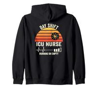 Día Turno UCI Enfermera Corriendo En Vacío Retro Sudadera con Capucha