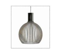 (Dia35cm, black) Modern Wooden Pendant Light for Living Room Decor, Black Hanging Lamp with Wooden Shade, Suspension Chandelier Lighting Fixture