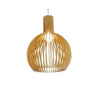(Dia45cm, beige) Modern Wooden Pendant Light for Living Room Decor, Black Hanging Lamp with Wooden Shade, Suspension Chandelier Lighting Fixture