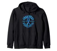 Diabetes Concientización Girasol Tipo 1 T2D Cinta Azul Diabético Sudadera con Capucha