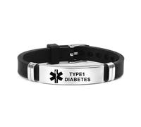 (DIABETES TIPO 1) Pulseras de identificación de alerta médica para diabetes tipo 1 para hombres, mujeres