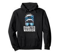 Diabetes Warrior Blue Ribbon Messy Bun Concientización Sudadera con Capucha