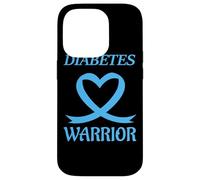 Diabetes Warrior Heart Blue Ribbon Diabetic Awareness Carcasa para iPhone 14 Pro