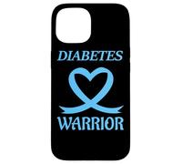 Diabetes Warrior Heart Blue Ribbon Diabetic Awareness Carcasa para iPhone 15