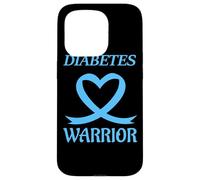 Diabetes Warrior Heart Blue Ribbon Diabetic Awareness Carcasa para iPhone 15 Pro