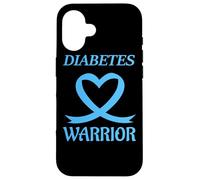 Diabetes Warrior Heart Blue Ribbon Diabetic Awareness Carcasa para iPhone 16