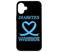 Diabetes Warrior Heart Blue Ribbon Diabetic Awareness Carcasa para iPhone 16 Plus