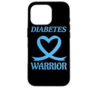 Diabetes Warrior Heart Blue Ribbon Diabetic Awareness Carcasa para iPhone 16 Pro