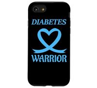 Diabetes Warrior Heart Blue Ribbon Diabetic Awareness Carcasa para iPhone SE (2020) / 7/8