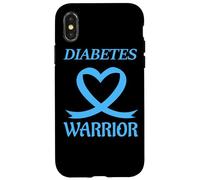 Diabetes Warrior Heart Blue Ribbon Diabetic Awareness Carcasa para iPhone X/XS