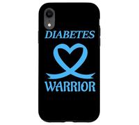 Diabetes Warrior Heart Blue Ribbon Diabetic Awareness Carcasa para iPhone XR