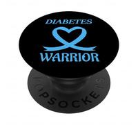 Diabetes Warrior Heart Blue Ribbon Diabetic Awareness PopSockets PopGrip Adhesivo