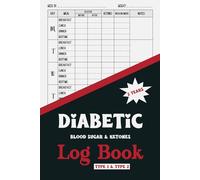 Diabetic Blood Sugar & Ketones Log Book: 2-Year Daily & Weekly Glucose, Ketones, and Insulin Monitoring. Diabetes Tracker for Type 1, Type 2, and Ketogenic Management, 6x9 Inch. 125 pages.