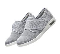 Diabéticos Respirable Zapatillas,Grandes Pantuflas Diabéticas de Piel Invierno Pantuflas de Fieltro con Puntera Abierta Plantilla de Espuma.Light Gray,39