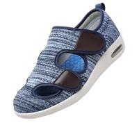 Diabéticos Respirable Zapatillas,Larghi Scarpe Ortopediche a Strappo Sandali Riabilitativi Apertura per Piedi Gonfi Dalla vestibilità Extra.Light blue-42