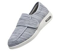 Diabéticos Respirable Zapatillas,Zapatillas Ortopédica para ensanchar Ajustable Zapatillas diabéticas para Hombre,Light Gray,42