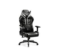 Diablo Chairs Silla Gaming X-Ray 2.0 Pequeña Silla Ergonómica con Cojín Lumbar y Reposacabezas Magnético Cuero Ecológico HDS Air Soporte ProSpine 65x35,5x123 cm Blanco-Negro