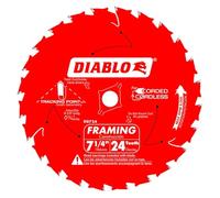 Diablo D0724A - Hoja de sierra de enmarcar ATB de 7-1/4 pulgadas 24T de 5/8 pulgadas y eje de diamante Knockout